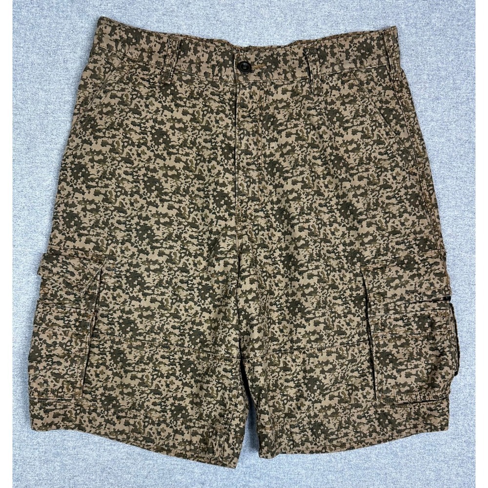 Levis Camo Cargo Shorts Mens 34 Green Brown Cotton Baggy Y2K‎ Skater